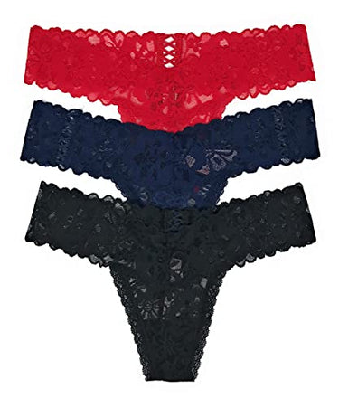 Victoria's Secret The Lacie Tanga Panty 3er Set Small Red Cross / Ensign Cross / Black Cross, Mehrfarbig im Sale